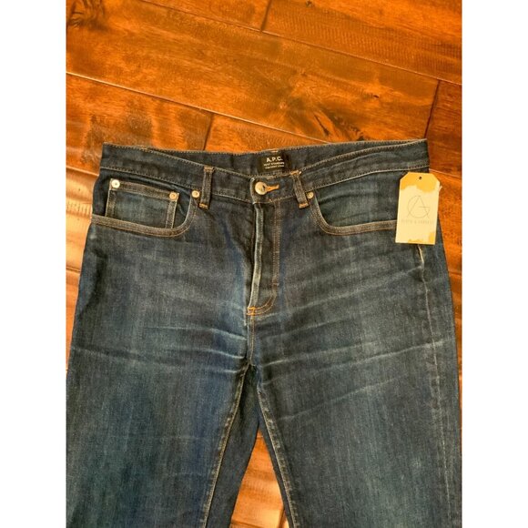 A.P.C. Petit Standard Blue Dark Wash Denim Slim Leg Jeans, Size 33 - Picture 2 of 6